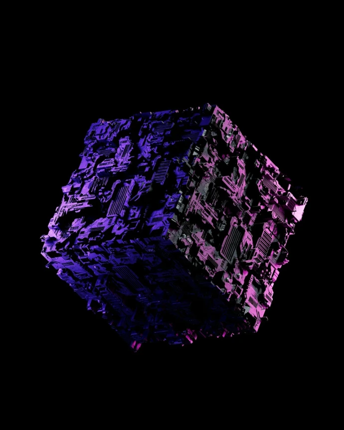 a purple and black object with a black background